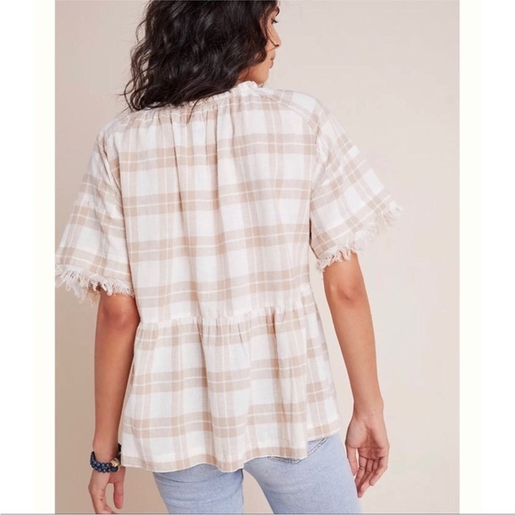 Anthropologie Pilcro The Bette Babydoll Short Sleeve Linen/Cotton Blend Blouse - Picture 3 of 11
